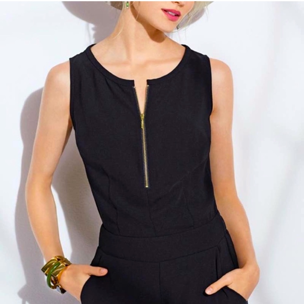 CAbi Sleeveless Zip Front Straight Leg Grace Jumpsuit